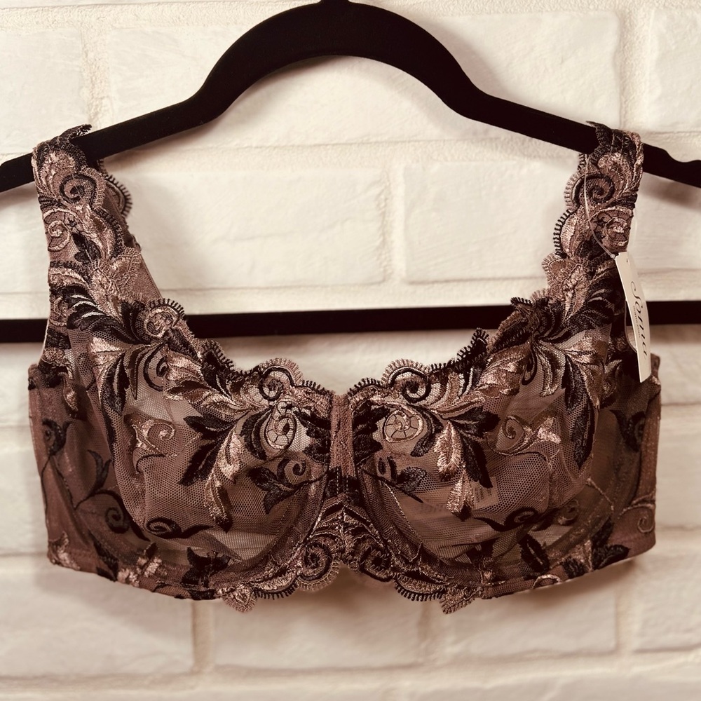 NWT Soma Sensuous Lace Unlined Ballonet Underwire Bra 34 D Mochaccino #0545